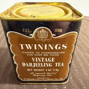 Vintage Darjeeling Tea Storage Tin - Brown